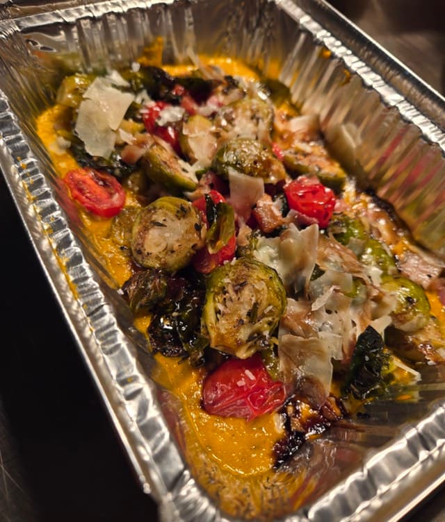 Fire roasted brussels