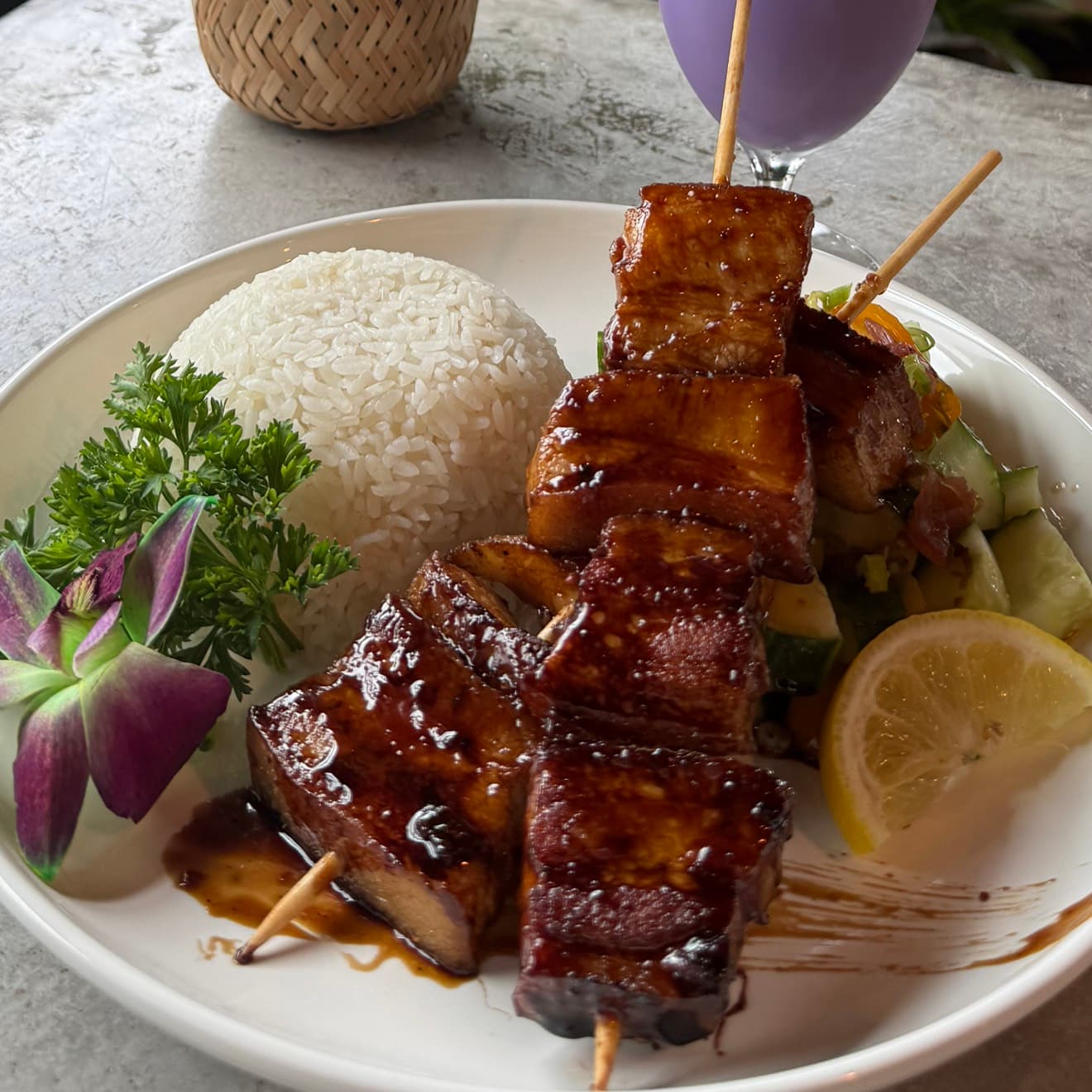 Pork belly kabob