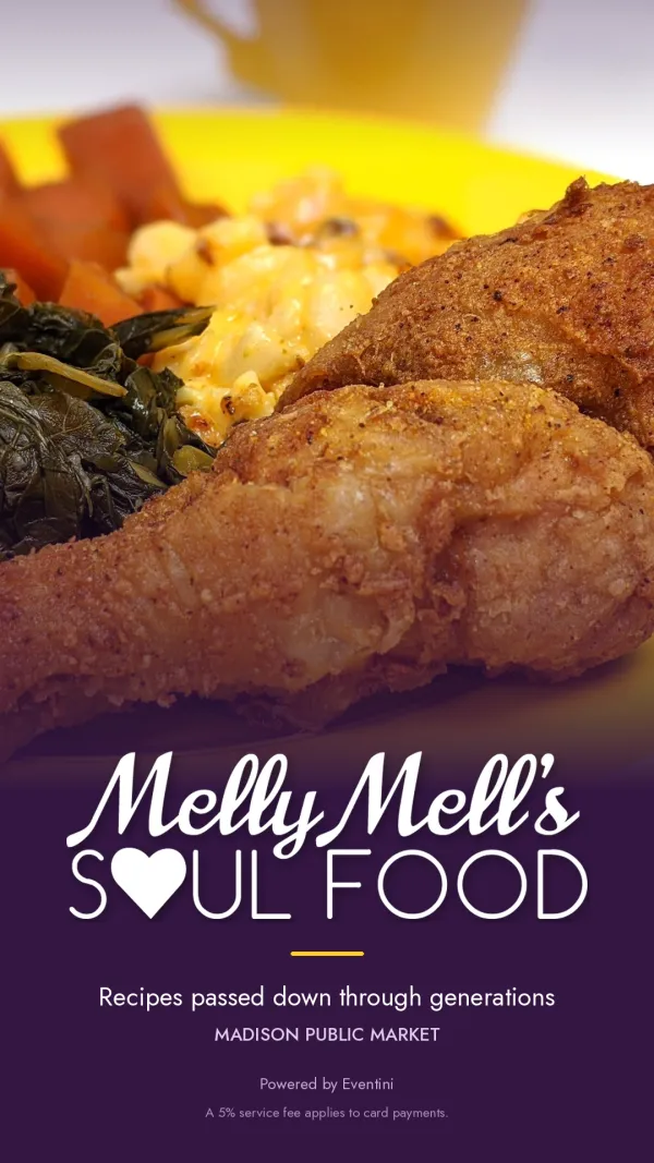 Card reader screen for Melly Mell’s Soul Food at Madison Public Market