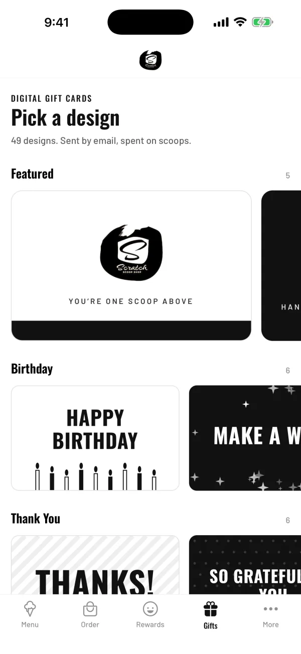 Digital gift card designs