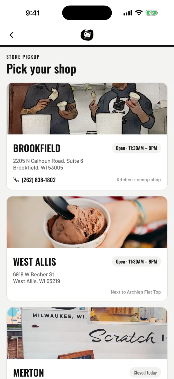 Shop picker with Brookfield, West Allis and Merton